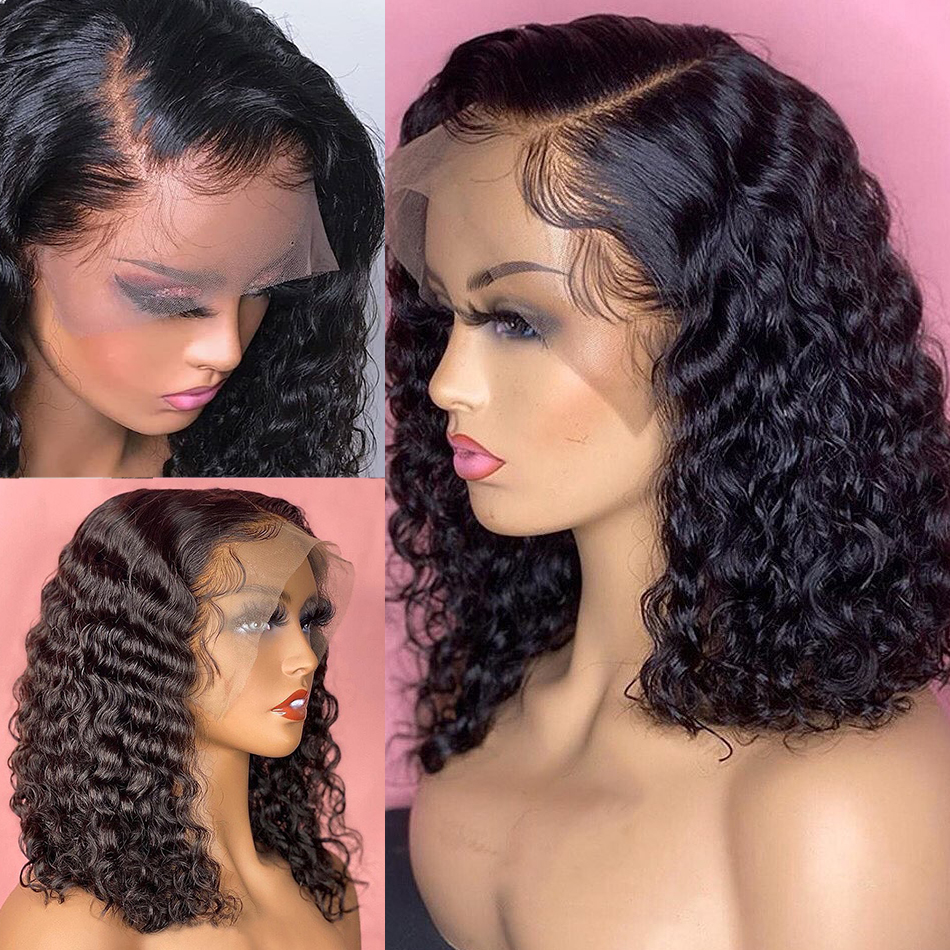 Deep Water Wave Lace Frontal Human Hair Wigs Transparent Curly photo 2