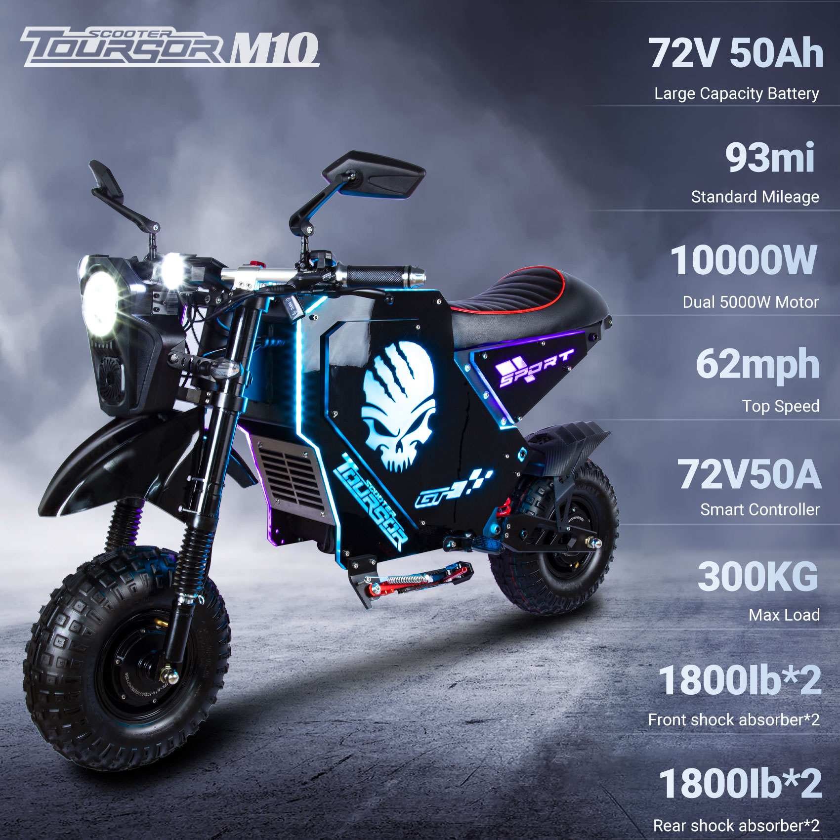 M10 Fashion New Design LED Lights Electric Motorcycle With 14 Inches Wheels photo 2