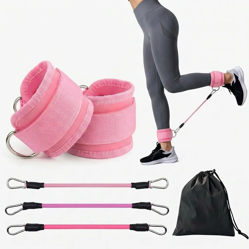 Ankle Straps For Working Out, Fabric Ankle Resistance Bands With Non-Slip Adjustable Cuffs, Durable Neoprene Leg Straps For Kickboxing Glute And Leg Training, Portable Home Gym Equipment For Men Women photo 1
