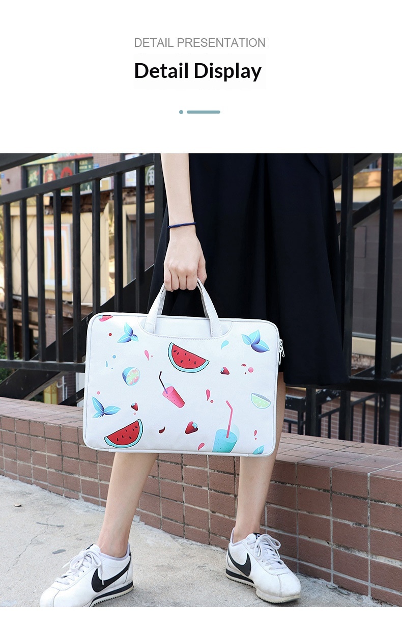 Watermelon Patterned Notebook Laptop Bag With 13 Inch Shock-absorbing Storage Compartment For Both Men And Women - Ivory White photo 5