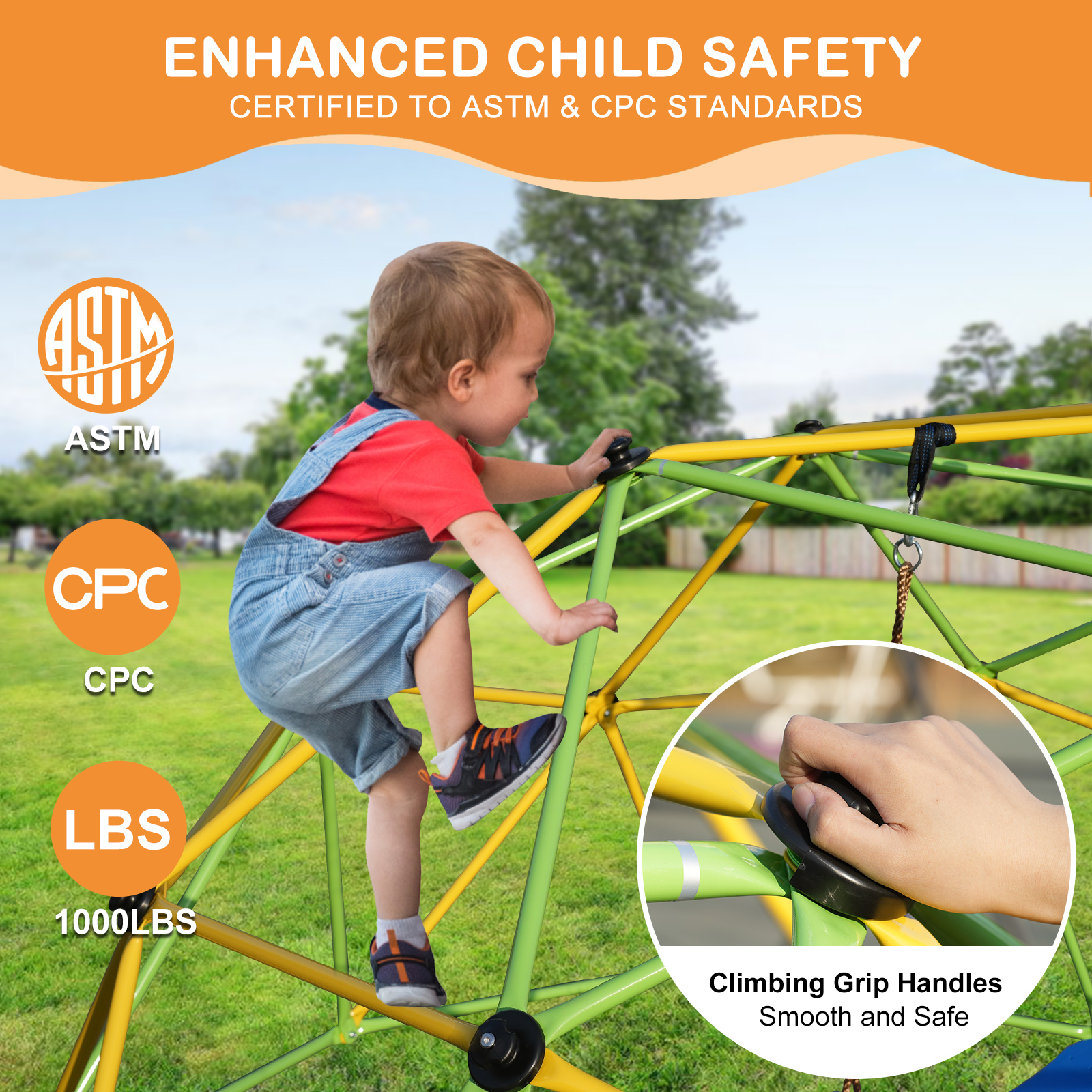 10 Foot Dome Climbing Children's Jungle Gym Suitable For Park Dome Climbers And Swing Amusement Park Equipment, Green photo 6