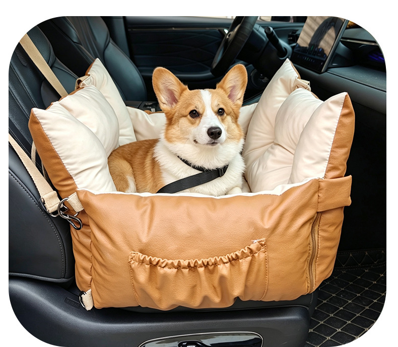 Waterproof Dog Car Seat Bed 2 In 1 Convertible Pet Travel Carrier Safety Booster Seat With Storage Pocket Washable Anti Slip Puppy Car Bed For Small Medium Dogs Reversible 2 Sided Design photo 4
