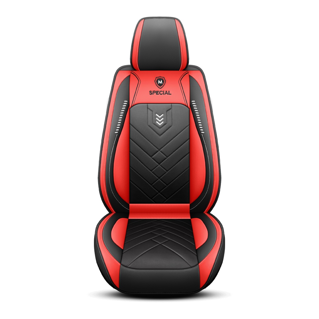 Sport Rocket Design Racing Car Seat Covers Red Black PU Leather Full 5-Seat Set Breathable Wearproof Universal Automotive Seat Cushion Protectors photo 1