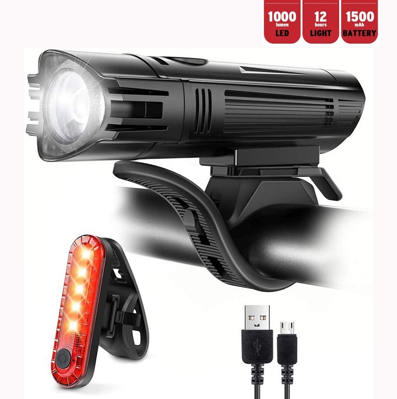 350 Lumens USB Rechargeable Bicycle Light Set 4 Modes Front Headlight And Rear Taillight 100m Beam Range photo 3
