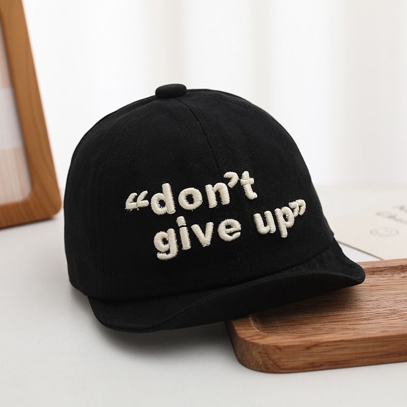Summer Boys And Girls' Inspirational Letter Embroidery Round-brimmed Soft-awning Street Kids' Style Baseball Cap For Daily Outings photo 1