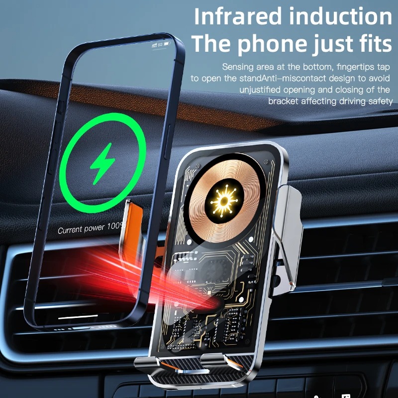 Universal Car Mount With Wireless Charging Function For Mobile Phones, Transparent Air Vent Mount For Vehicle Navigation And Smartphones photo 7