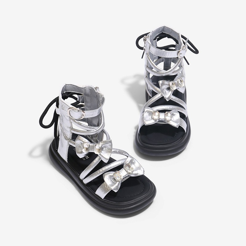 2026 Summer New Girls Roman Sandals, Bow Princess Style Soft Sole Non-slip Kids Roman Boots, Korean Fashion photo 2
