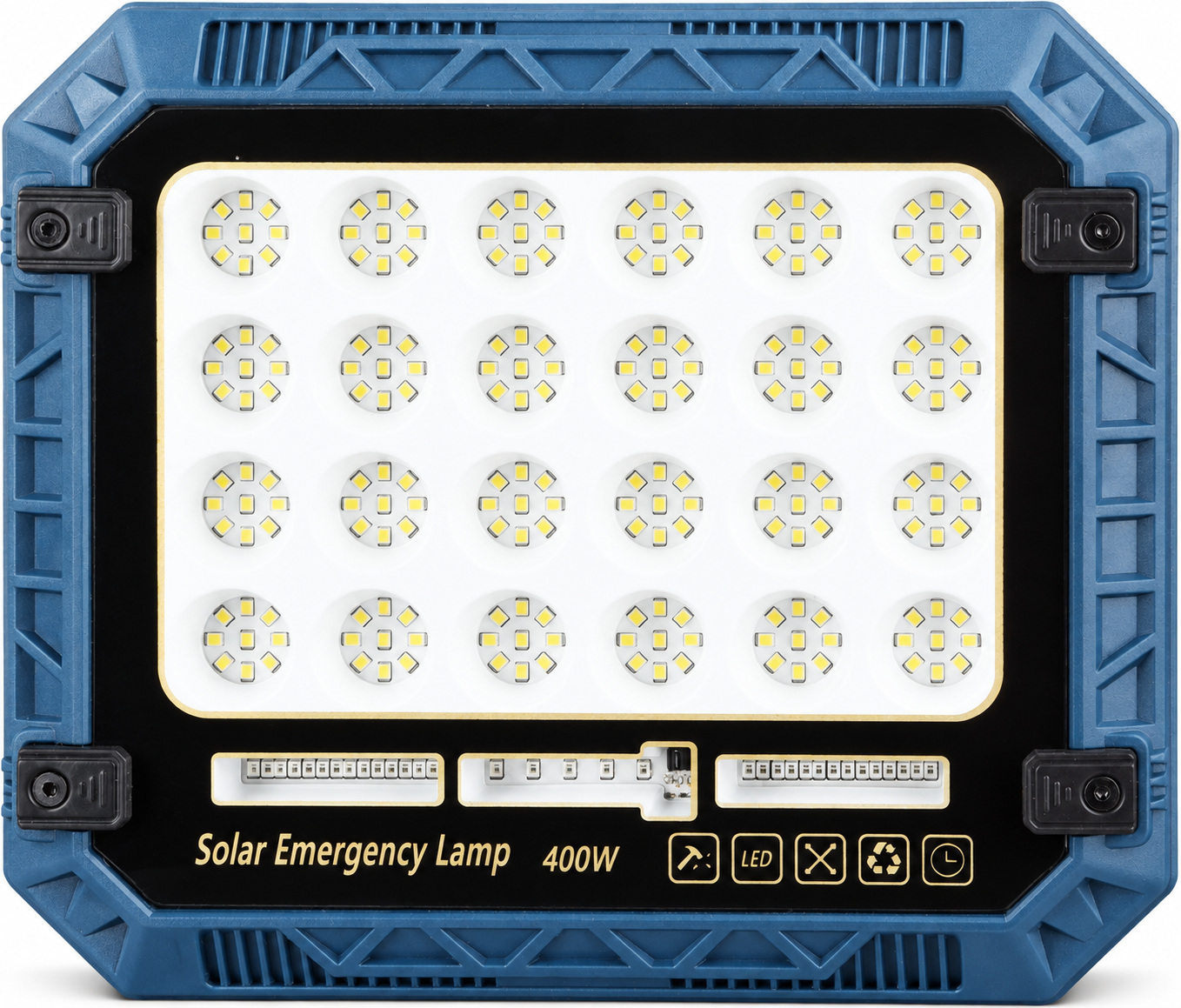 Solar Powered Rechargeable Battery Display 18650 W8112 3 Remote Control LED Flood Light Red Blue photo 1
