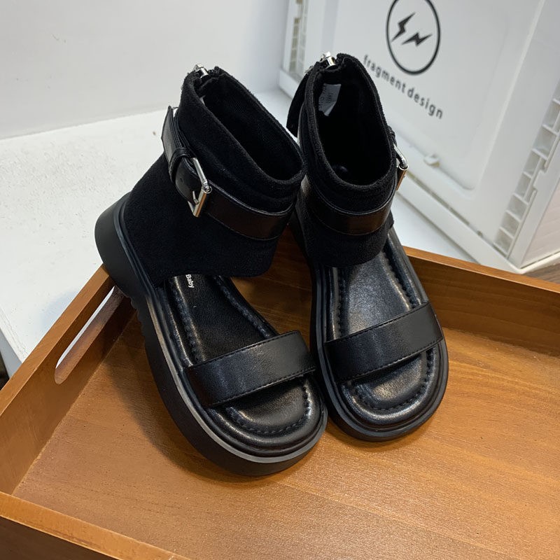 2026 Summer New European Style Girls Roman Sandals, Fashion Kids High Top Sandal Boots With Belt Buckle & Back Zipper Ankle Boots photo 2