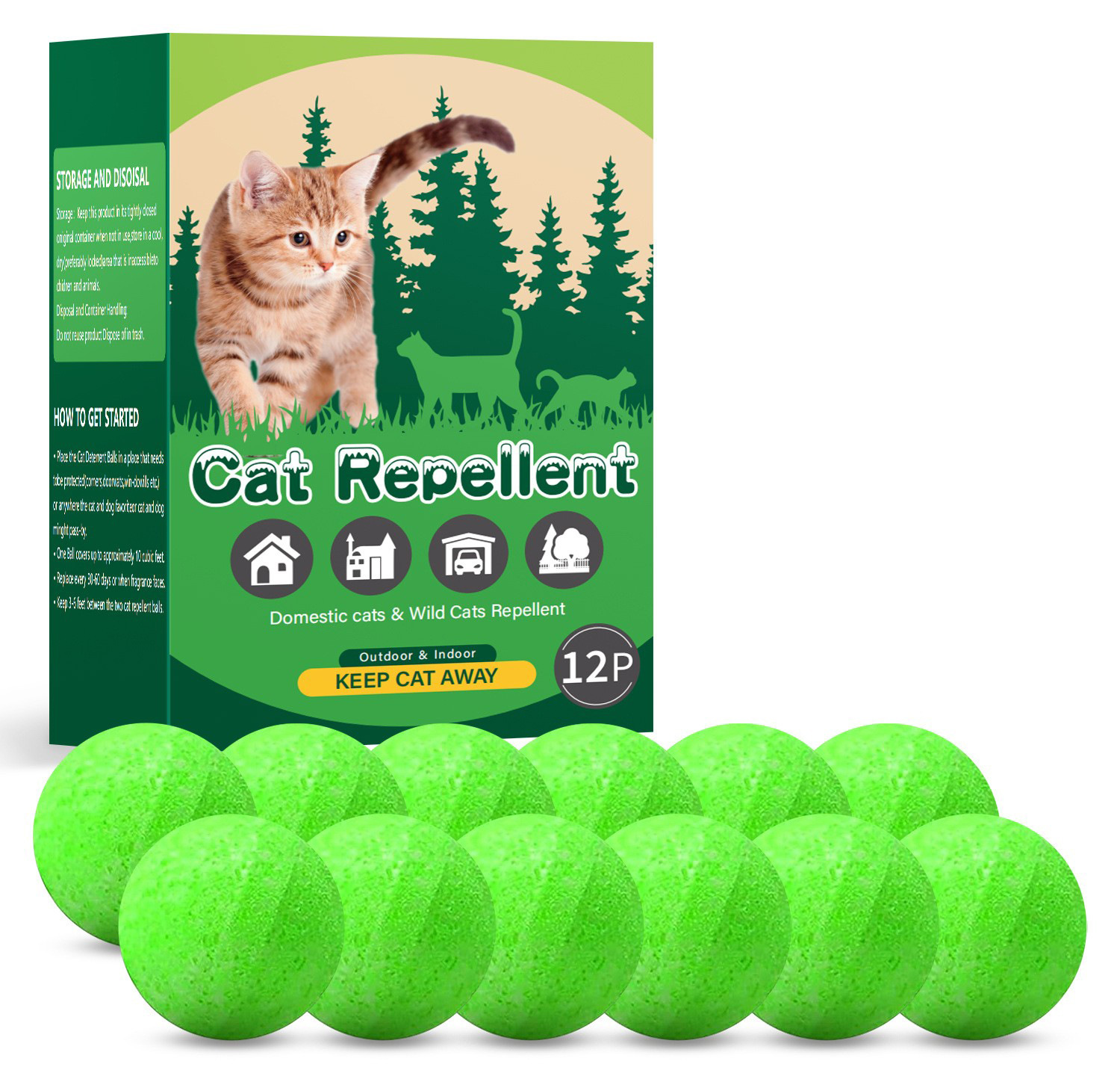 12 Pack Cat Repellent Outdoor, Natural Peppermint Oil Cat Deterrent Outdoor And Indoor, Keep Cats Out Of Yard Permanently, Protect Your Yard And Furniture photo 1
