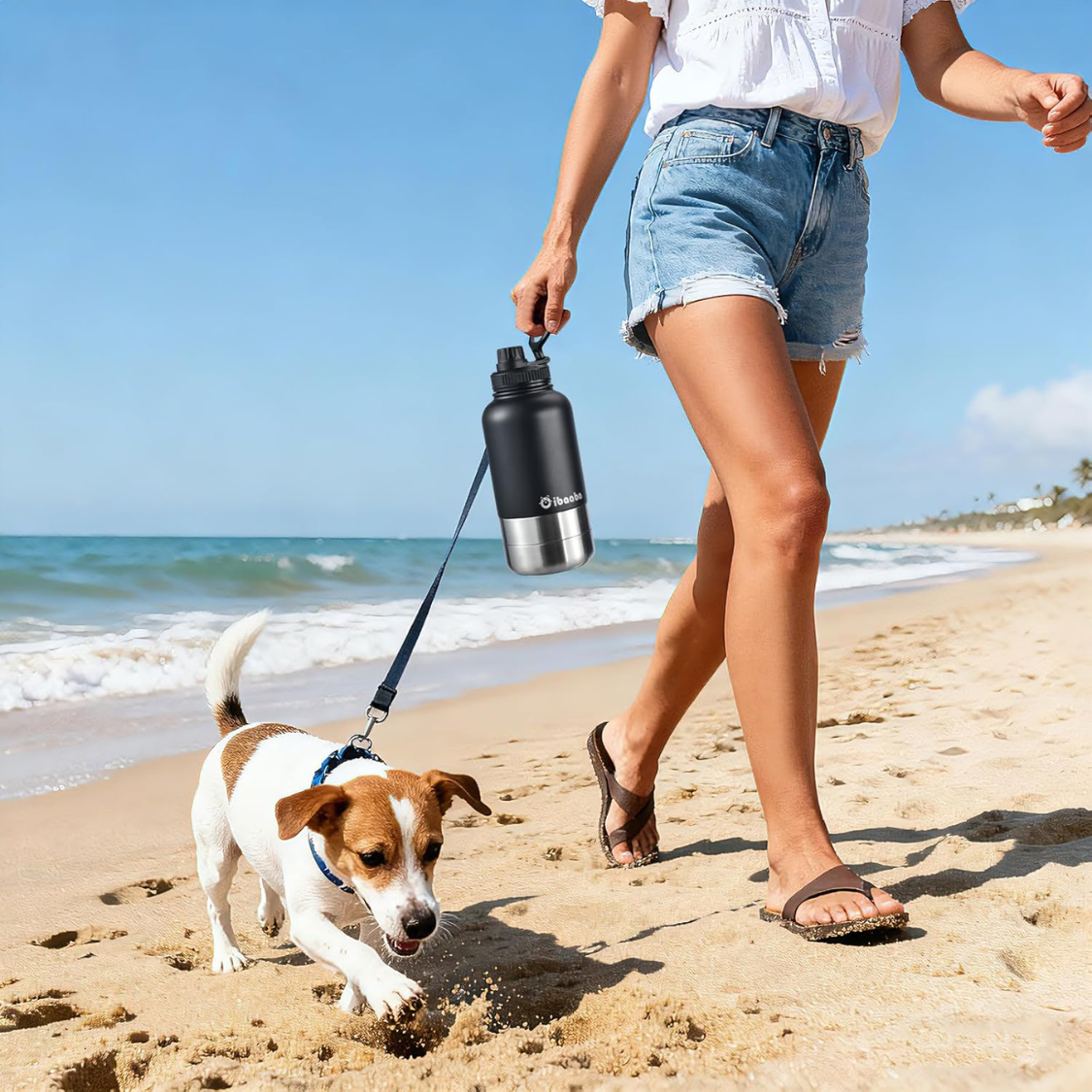 32 Oz Insulated Dog Water Bottle With 2 Bowls, Portable Pet Hydration For Travel photo 2