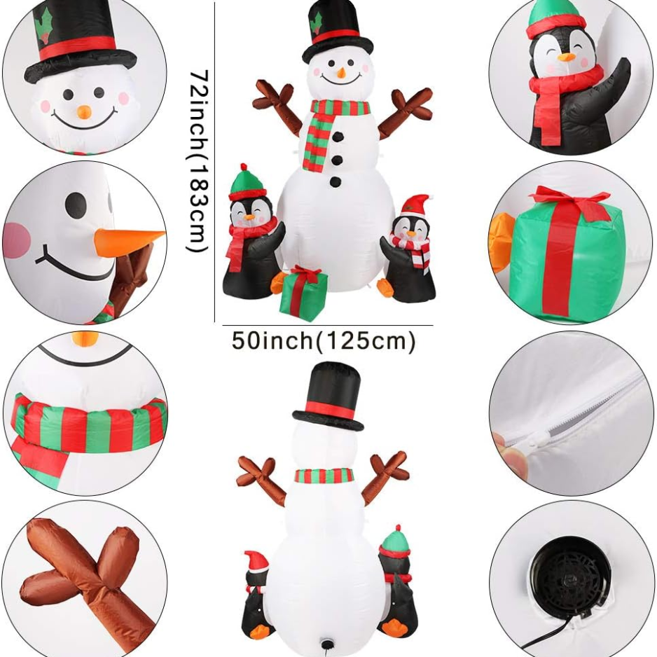 Christmas Inflatables Outdoor Christmas Decorations For Yard 6FT Snowman photo 3