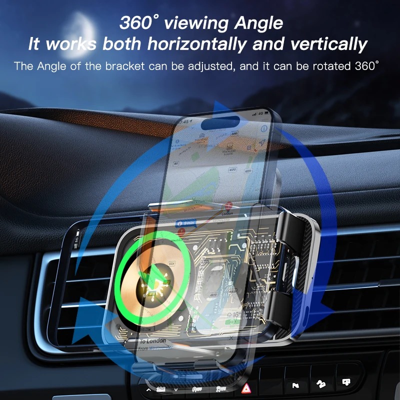 Universal Car Mount With Wireless Charging Function For Mobile Phones, Transparent Air Vent Mount For Vehicle Navigation And Smartphones photo 6