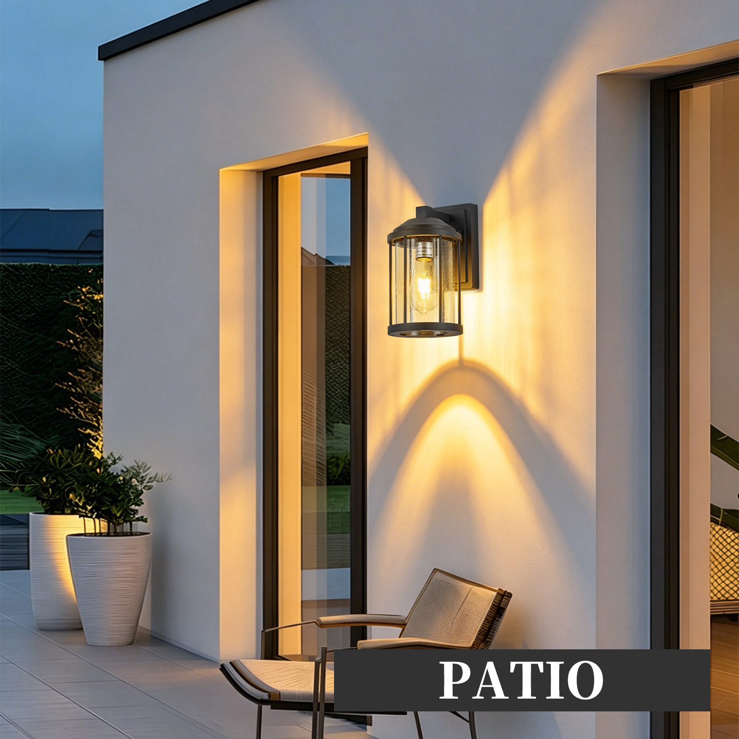 Outdoor Wall Sconces 2 Pack, Exterior Light Lantern Fixtures, Porch Light Lamps Outdoor Wall Mounted in Black Finish with Seeded Glass for House, Garage, Patio, Yard, Garden photo 4