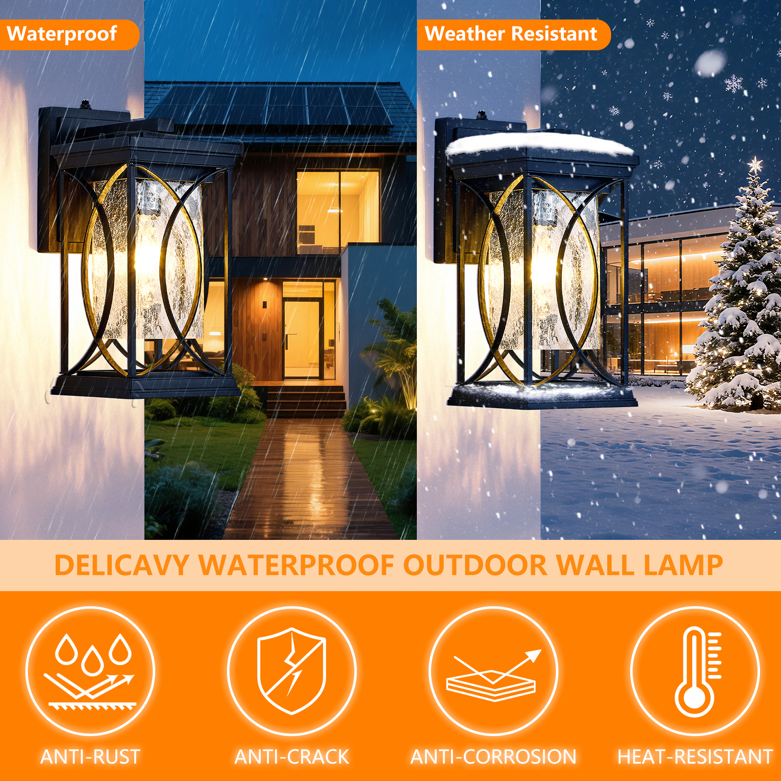 Oil Rubbed Bronze Porch Light Dusk to Dawn Outdoor Wall Lantern Small Modern Exterior Light Fixture Aluminum with Crack-Like Glass IP65 Waterproof Outdoor Sconce Outside Light for House, Front Door photo 6