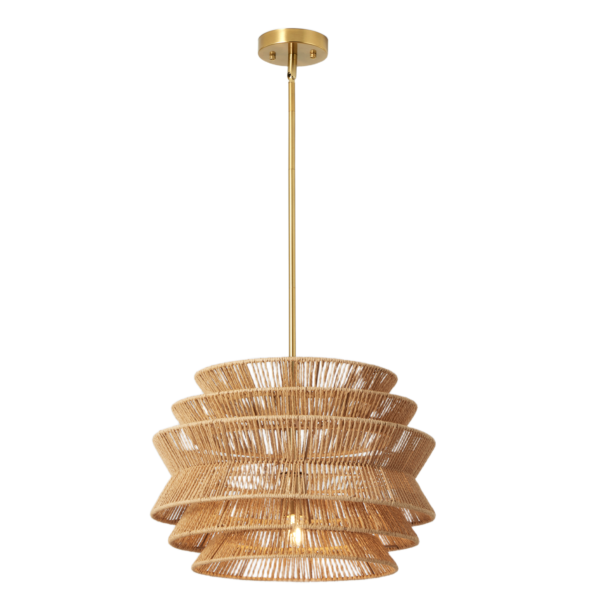 17.3" Rattan Pendant Light,Hand-Woven Rustic Wicker Hanging Light Seagrass Ceiling Chandelier,Water Plants Rattan Chandelier for Dining Living Bedroom Kitchen Farmhouse photo 6