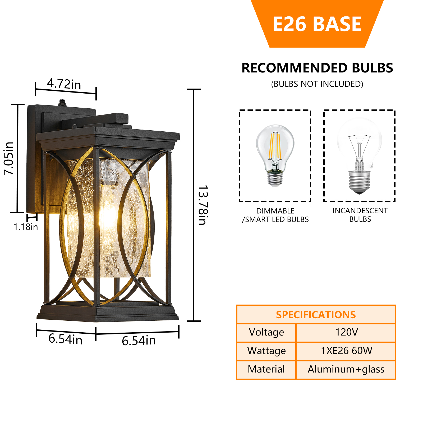 Oil Rubbed Bronze Porch Light Dusk to Dawn Outdoor Wall Lantern Small Modern Exterior Light Fixture Aluminum with Crack-Like Glass IP65 Waterproof Outdoor Sconce Outside Light for House, Front Door photo 8