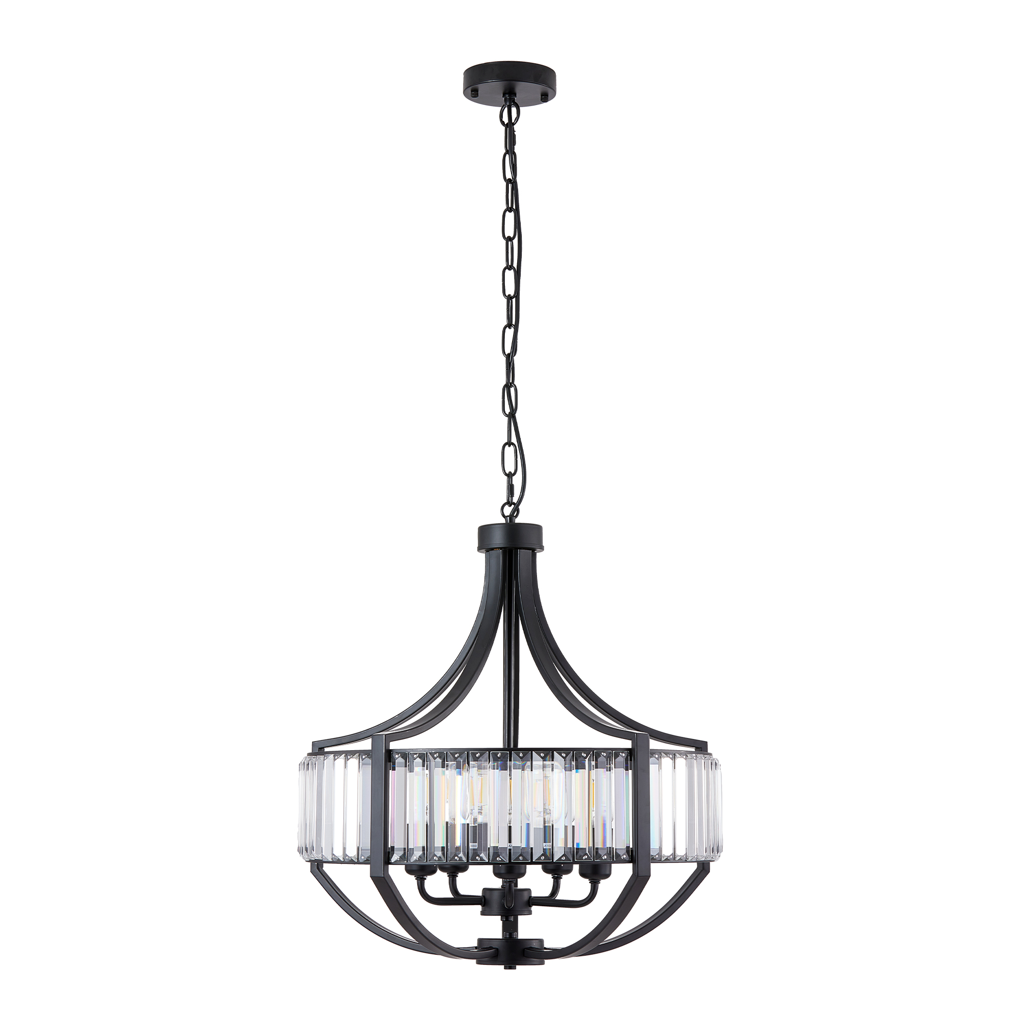 20" Modern Farmhouse Crystal Chandeliers for Dining Room, 5-Light Black Antique Pendant Chandelier, Contemporary Hanging Light Fixture for Living Room Bedroom Foyer Kitchen Island Entryway photo 4