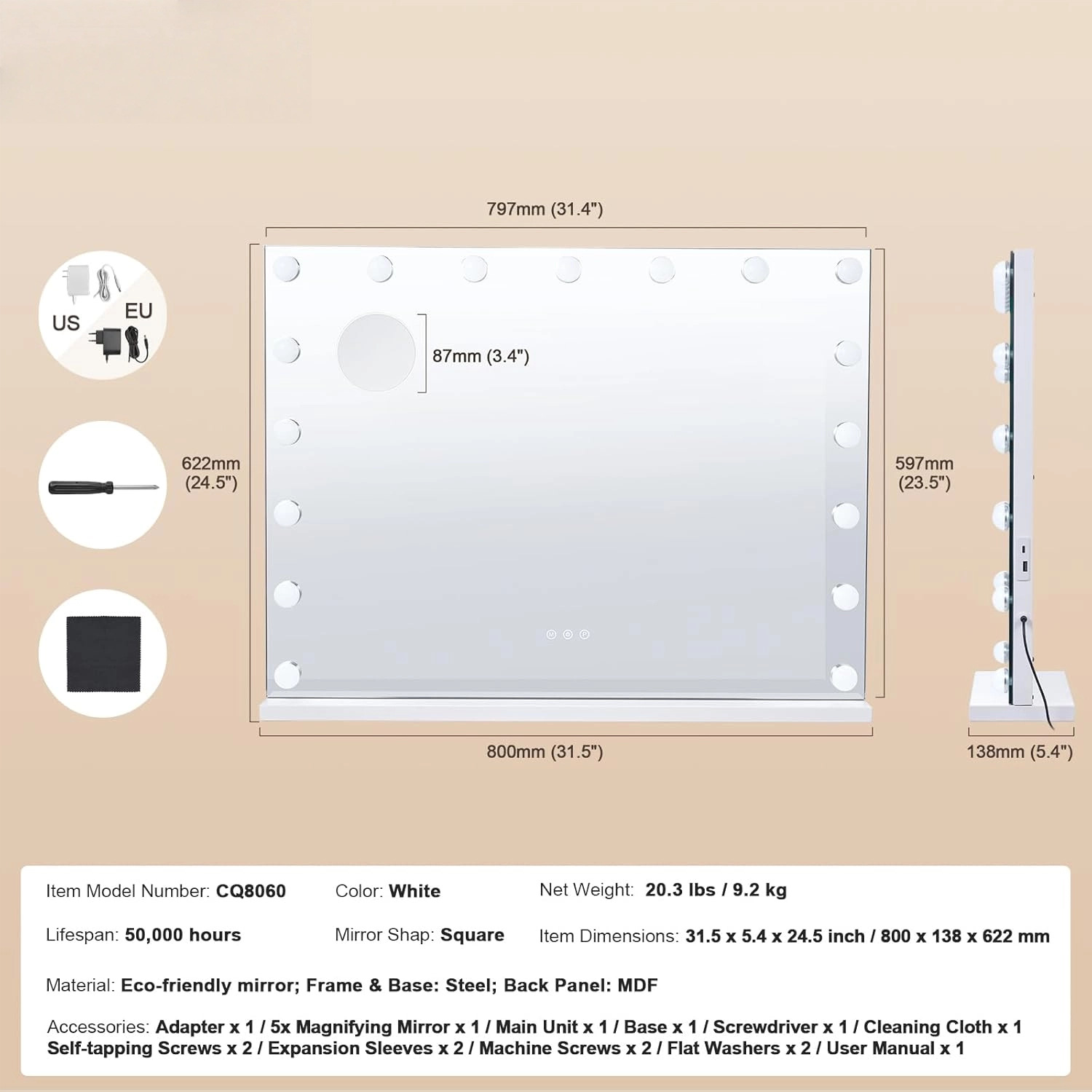 Smart Makeup Mirror Desktop With Bulb Fill Light Dressing photo 6