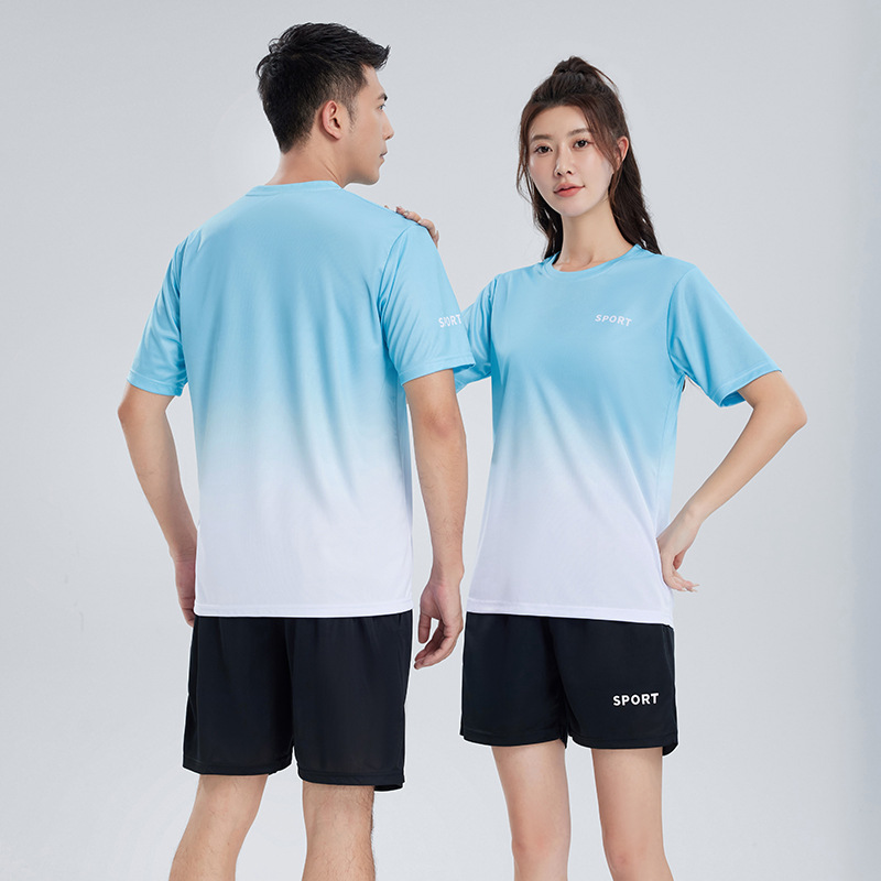 Workout Short Sleeve T-shirt Quick-drying Clothes Running Loose Casual Gradient Sports Suit photo 4