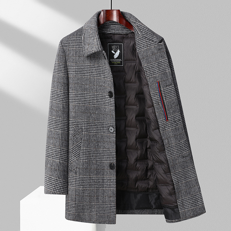 Men's Casual Wool Overcoat With A Down-lined Inner Vest photo 1