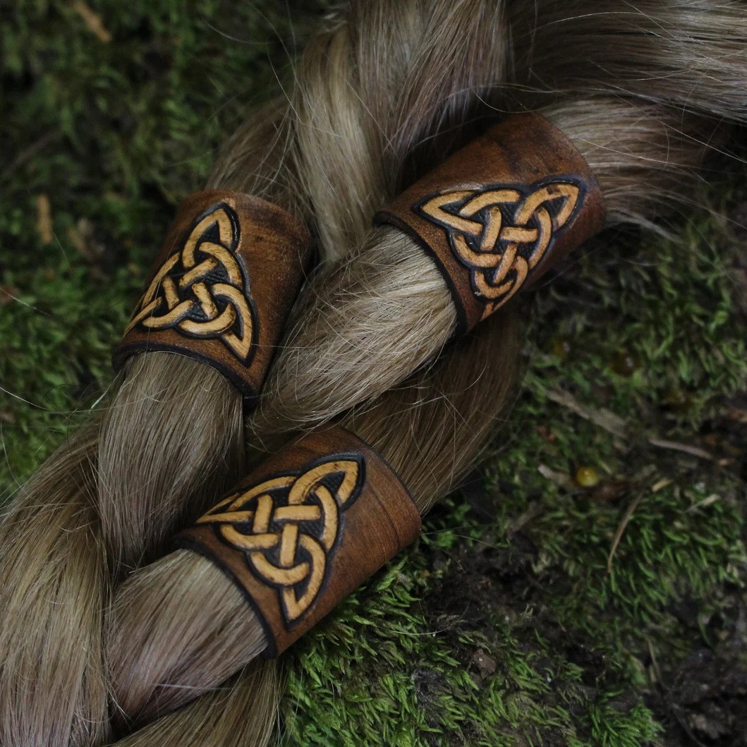Retro Best-selling Nordic Viking-style Celtic Leather Hair Accessory Leather Sleeve photo 2