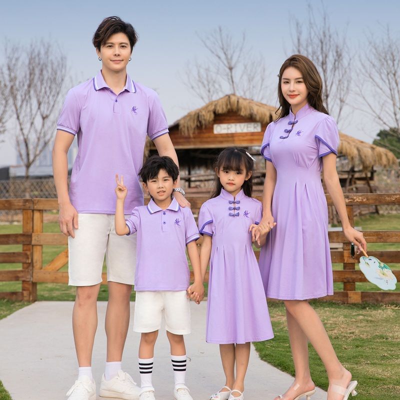 Hanfu Parent-child Clothing Chinese Style Short Sleeve Dress Suit photo 4