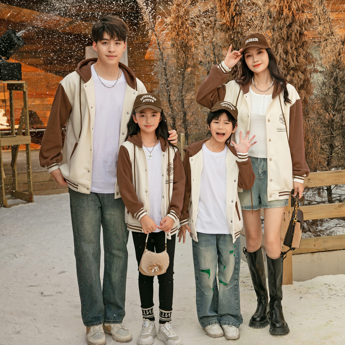 Brushed Heavyweight Outerwear Color-block Baseball Jacket Set photo 1