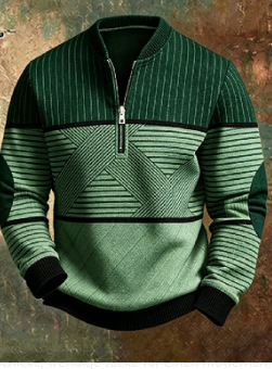 Printed Cross-border Mens Half-zip Pullover Long-sleeve Hoodie photo 5