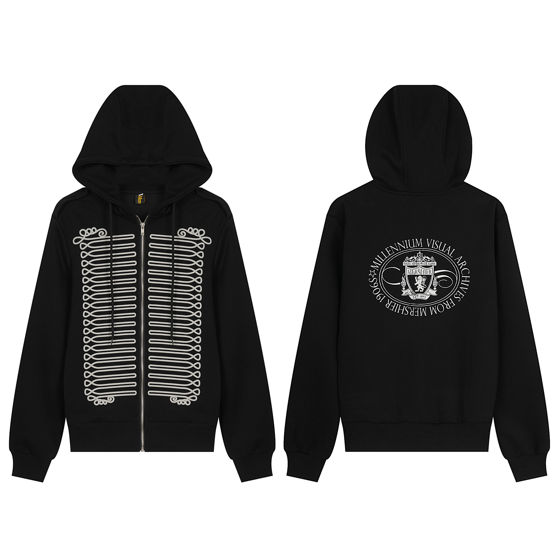 Court-style Printed Hooded Cardigan Sweatshirt photo 1