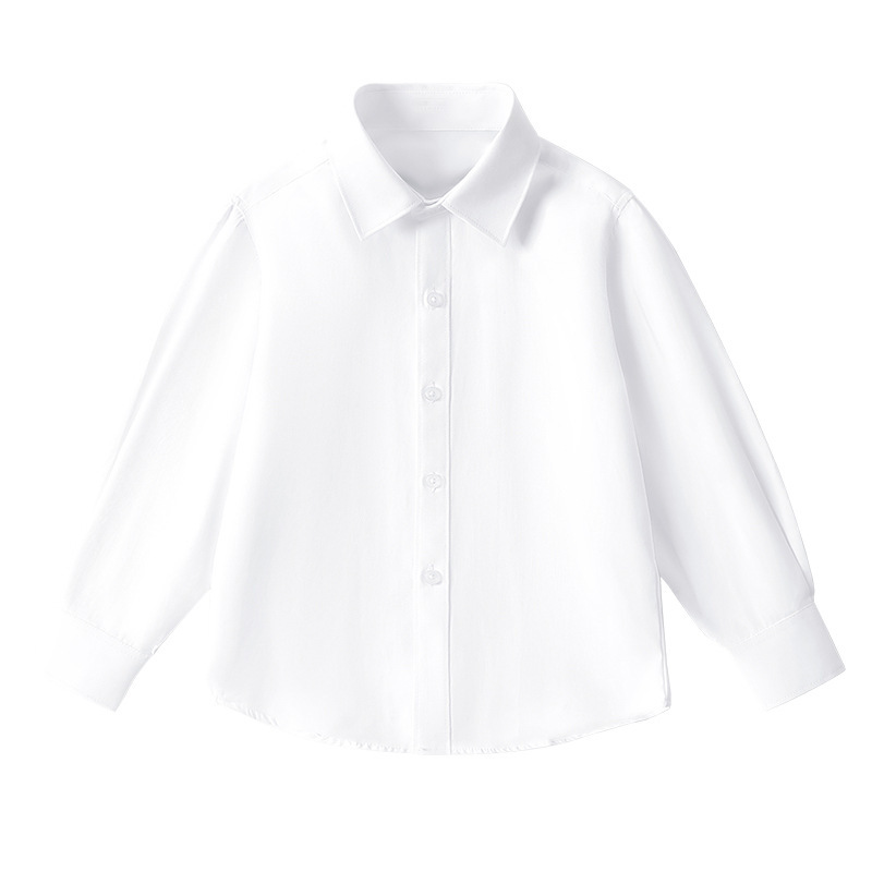 Cotton Long-sleeved White Shirt For Boys And Girls photo 2