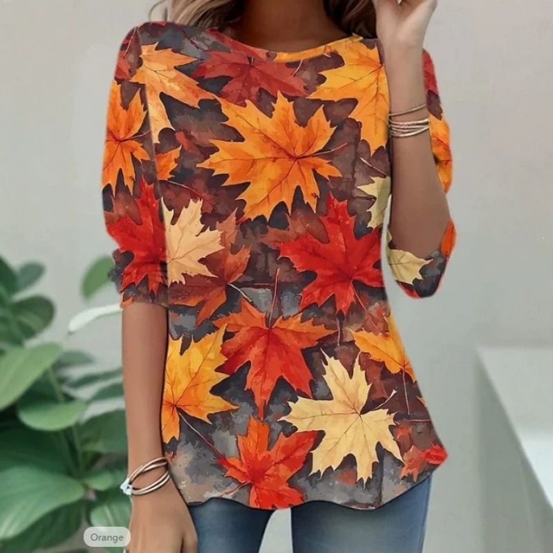 Women's Fashion Top Round-neck Printed T-shirt photo 4