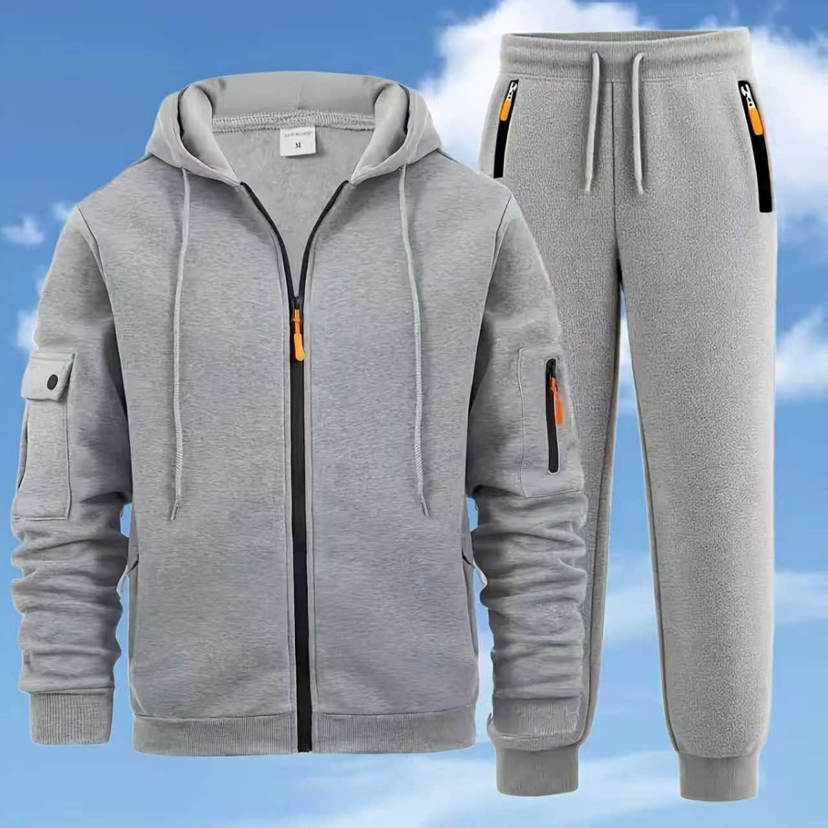 Men's Zip-up Hoodie Sweatshirt Jacket And Sweatpants Sportswear Set photo 8