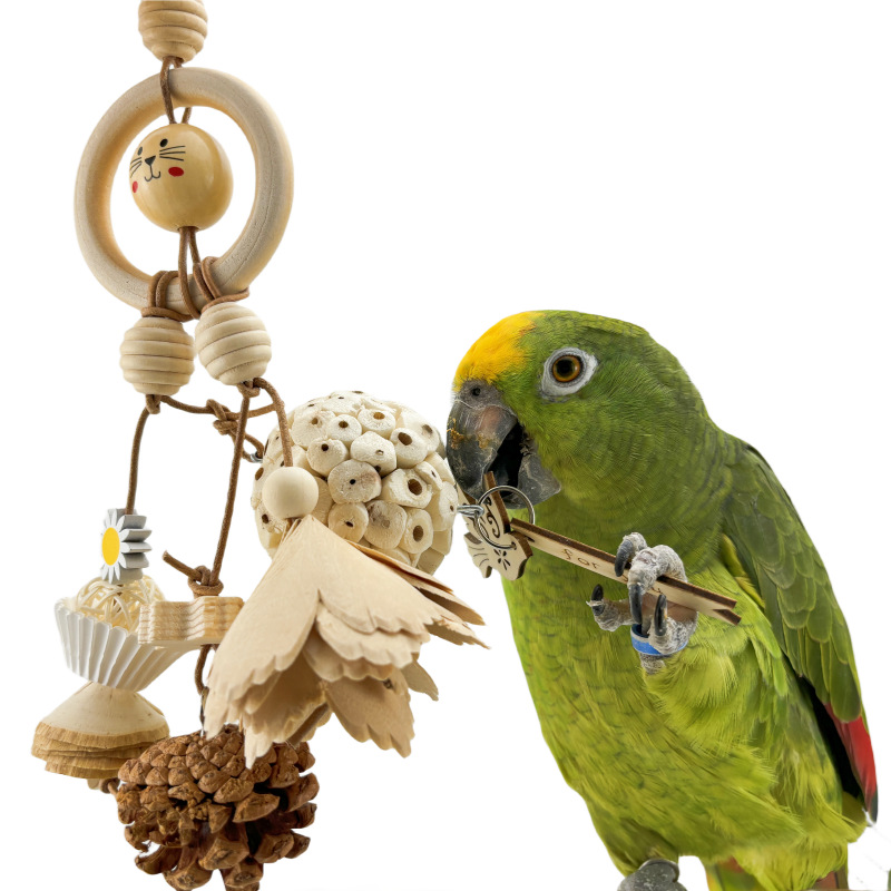 Parrot Natural Ricepaperplant Pith Ball Safety Plant Gnawing Molar Toy photo 8