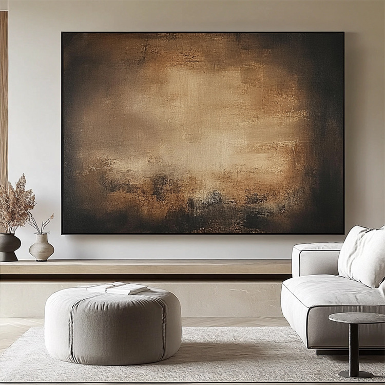 Purely Hand-painted Oil Painting In Wabi-sabi Style With A Three-dimensional Textured Effect For The Sofa Backdrop photo 1