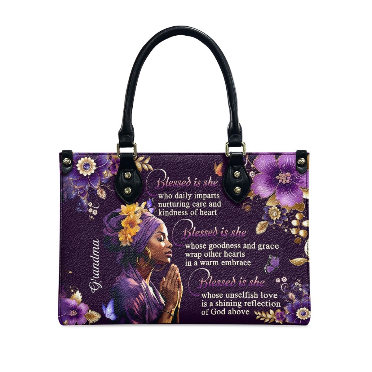 African Girl Butterfly Zipper Leather Handbag For Women photo 5
