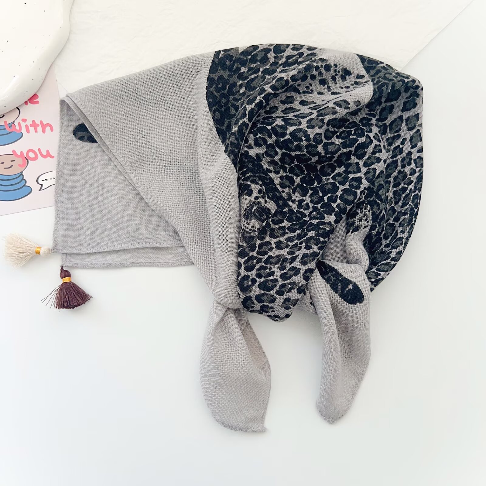 Jungle Cheetah Art Print Square With Tassels Silk Shawl For Stylish Outfits Blogger-Style Multi-Use Scarf photo 4