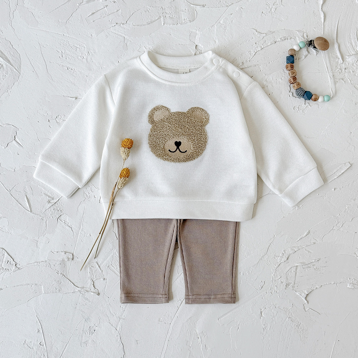 INS Unisex Baby Bear Print Long-sleeve Hoodie And Sweatpants Set For Springautumn photo 5