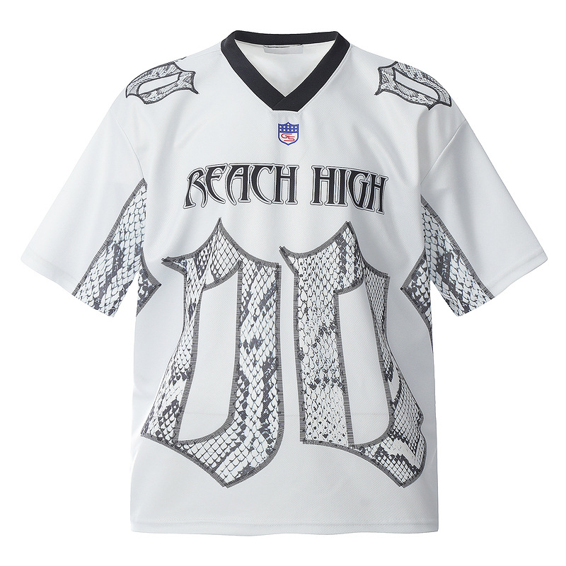 Snake Scale Design Mesh Jersey Short Sleeve T-shirt Loose photo 2