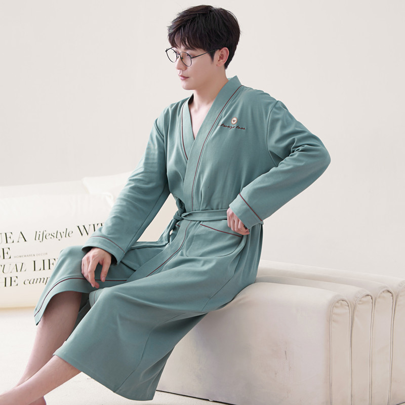 Long-sleeve Mens Home Wear Long And Thin Nightgown photo 3