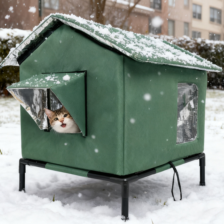 Outdoor Elevated Waterproof Foldable Cat Pet House photo 1