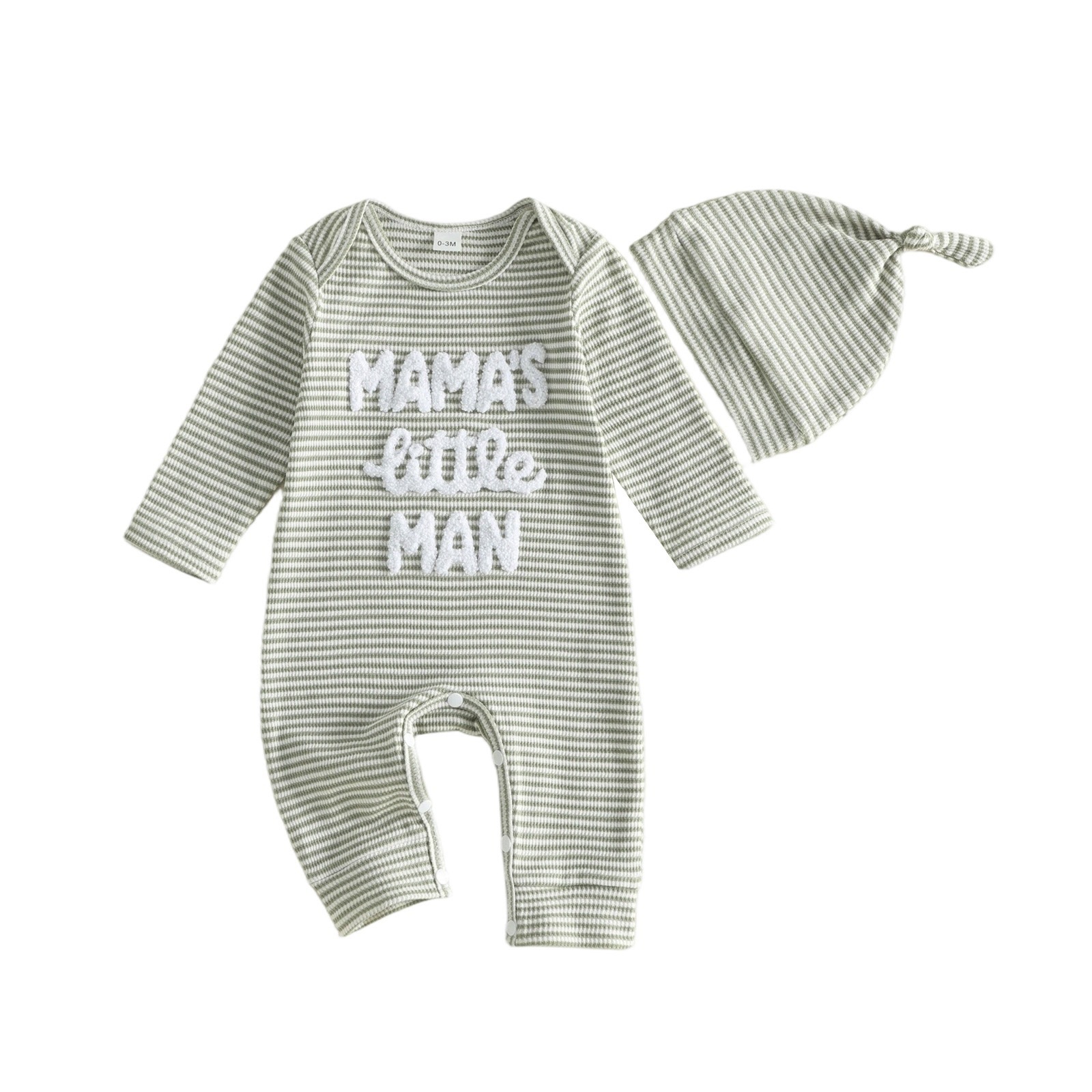 Baby Boygirl Towel-embroidered Striped Long-sleeve Onesie With Hood photo 2
