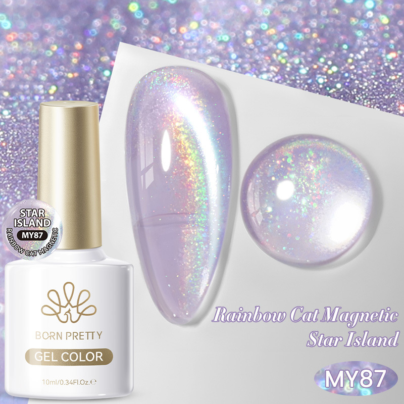 Fashionable Ice-clear Rainbow Cat-eye Gel Polish photo 5