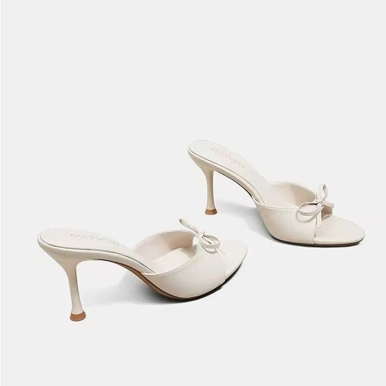 Stiletto-heeled Open-toe High Heels With Bow Detail Summer French-style Sandals For Women photo 7