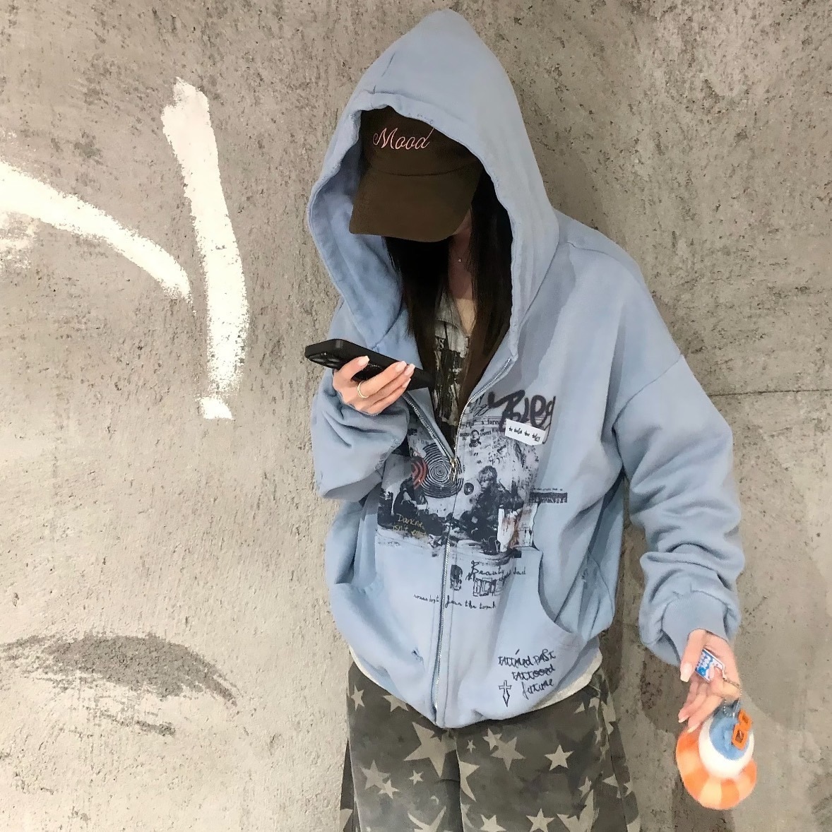 American-style Vintage Streetwear Distressed-design Hooded Sweatshirt photo 2