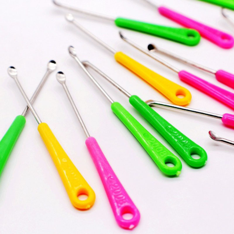 Household Multi-color Plastic-handled Stainless Steel Ear Pick photo 1