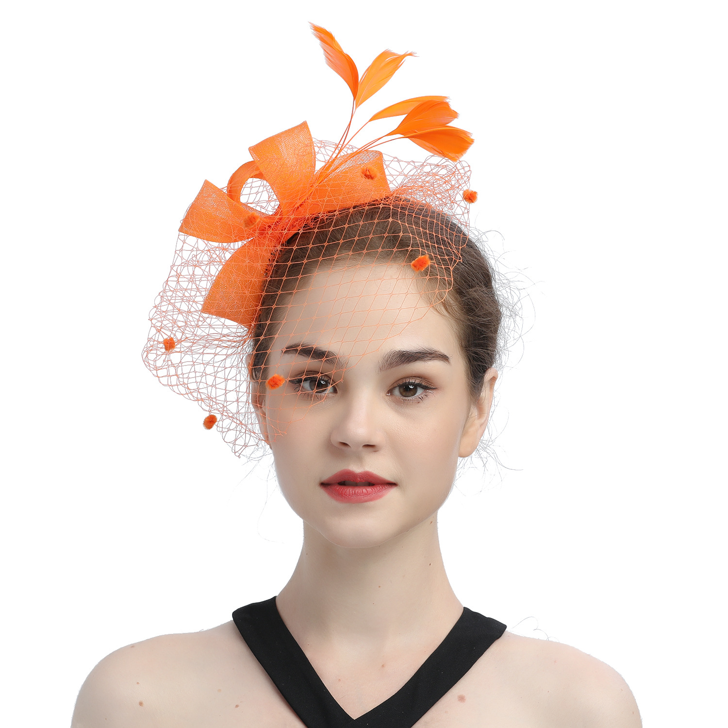 Bride Veil Hair Bow Top Hat Headdress Flower Cover Face Mesh Head photo 8