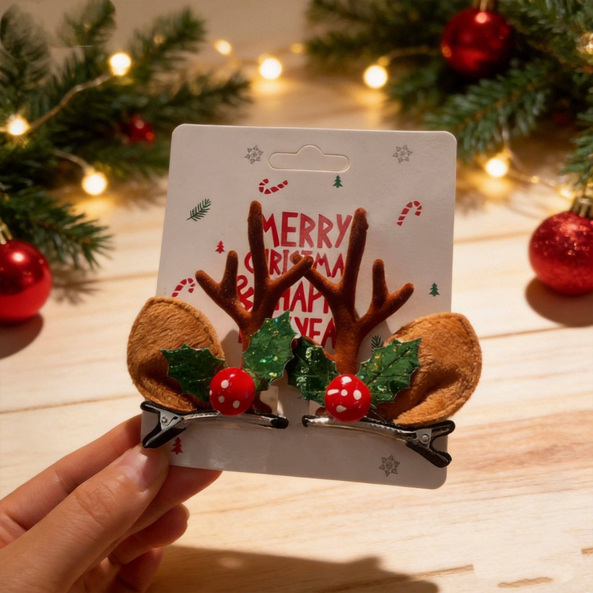 Unisex Christmas Reindeer Hair Clips For Festive Holiday Styling photo 8
