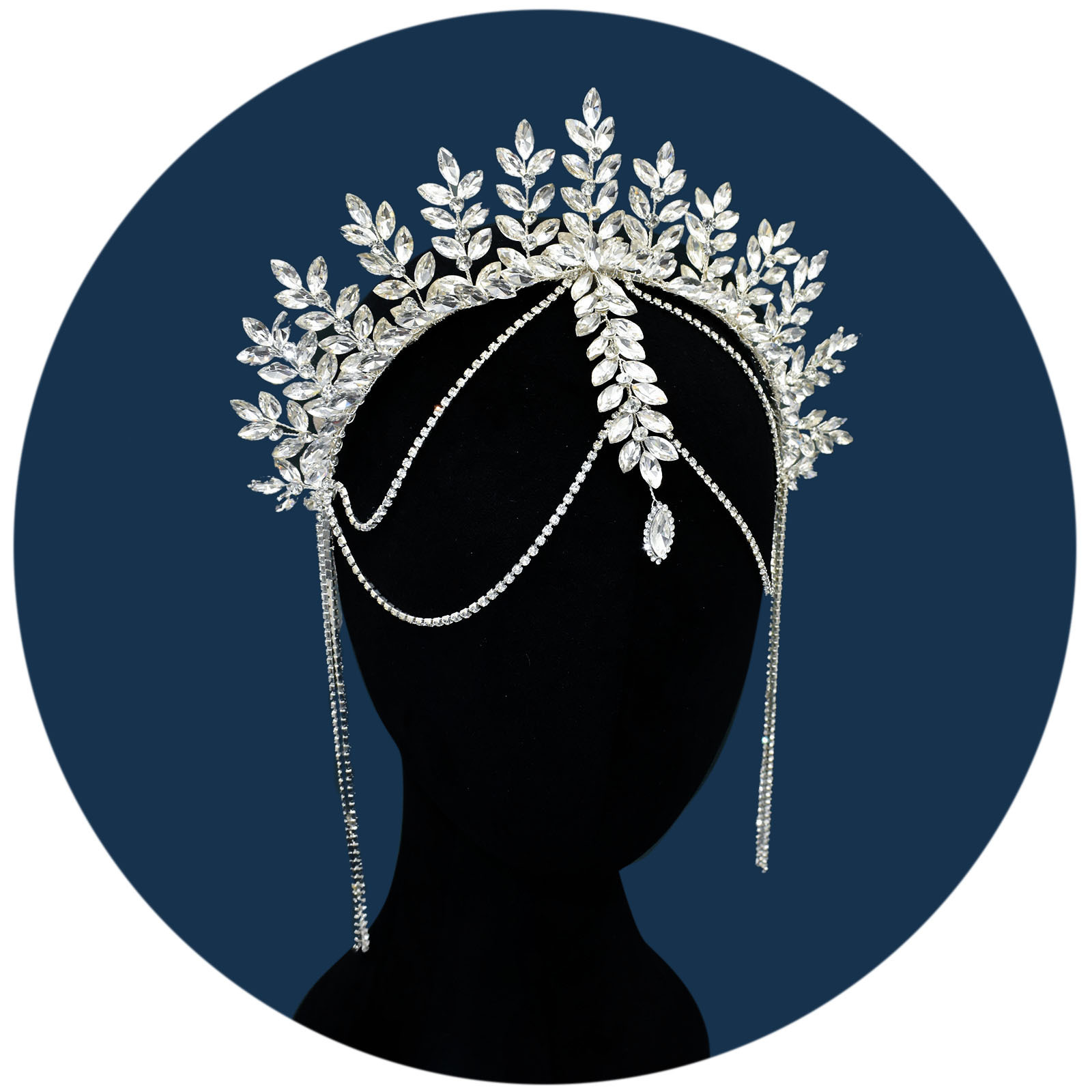 Bridal Rhinestone Wedding Gown Accessories Creative Hair-clipping Tassel Headband photo 3