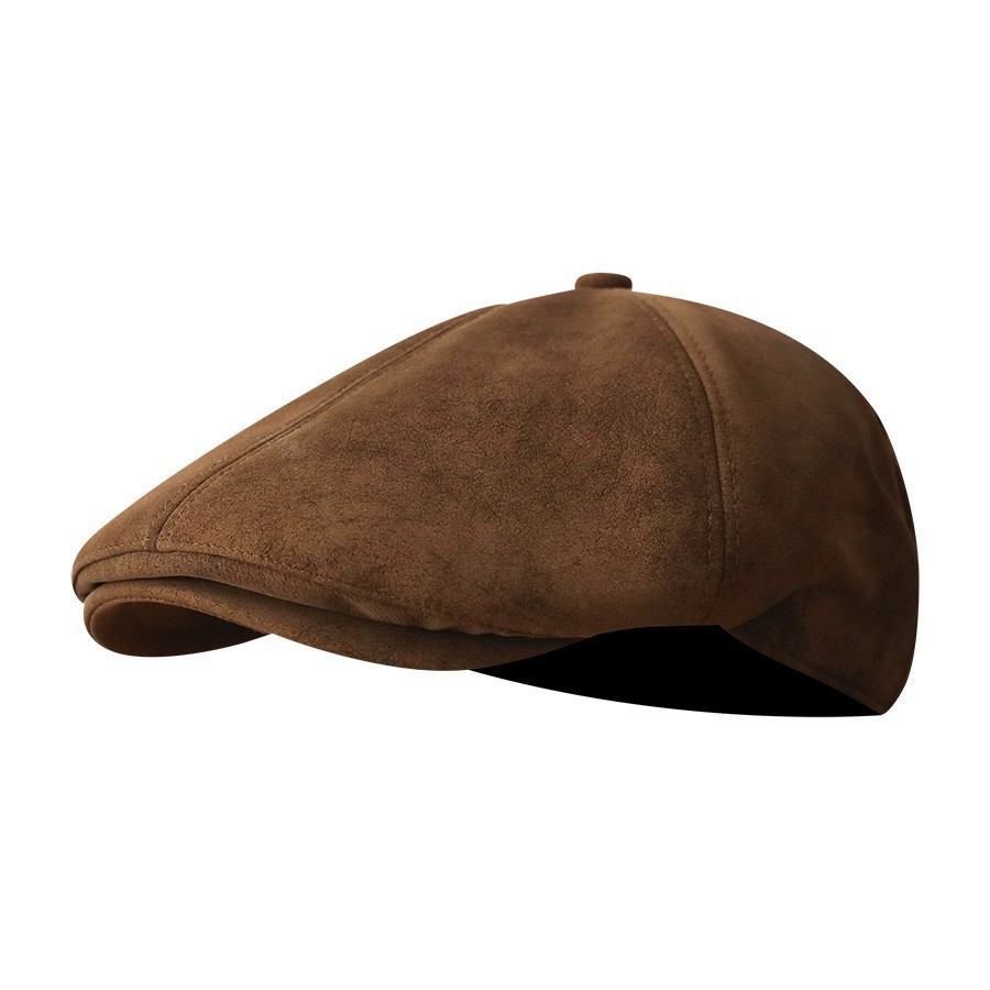 Vintage Distressed Suede Flat Cap Men's Beret photo 3